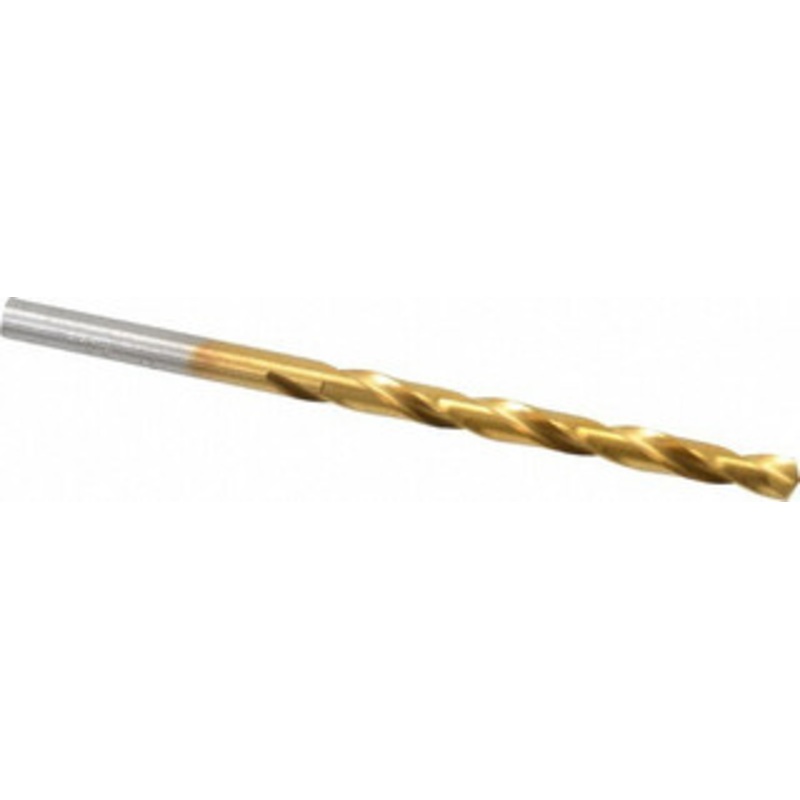 Hertel #10 135 High Speed Steel Jobber Drill TiN Finish, Right Hand Cut, Spiral Flute, Straight Shank, 3-5/8 OAL, Split Point 66694092 – 66694092