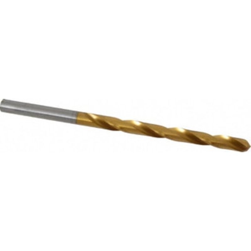 Hertel #11 135 High Speed Steel Jobber Drill TiN Finish, Right Hand Cut, Spiral Flute, Straight Shank, 3-1/2 OAL, Split Point 66694100 – 66694100
