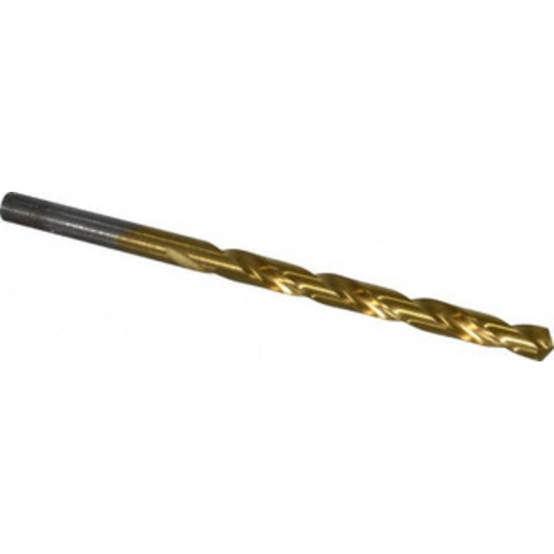 Hertel #9 118 High Speed Steel Jobber Drill TiN Finish, Right Hand Cut, Spiral Flute, Straight Shank, 3-5/8 OAL, Standard Point 85707313 – 85707313