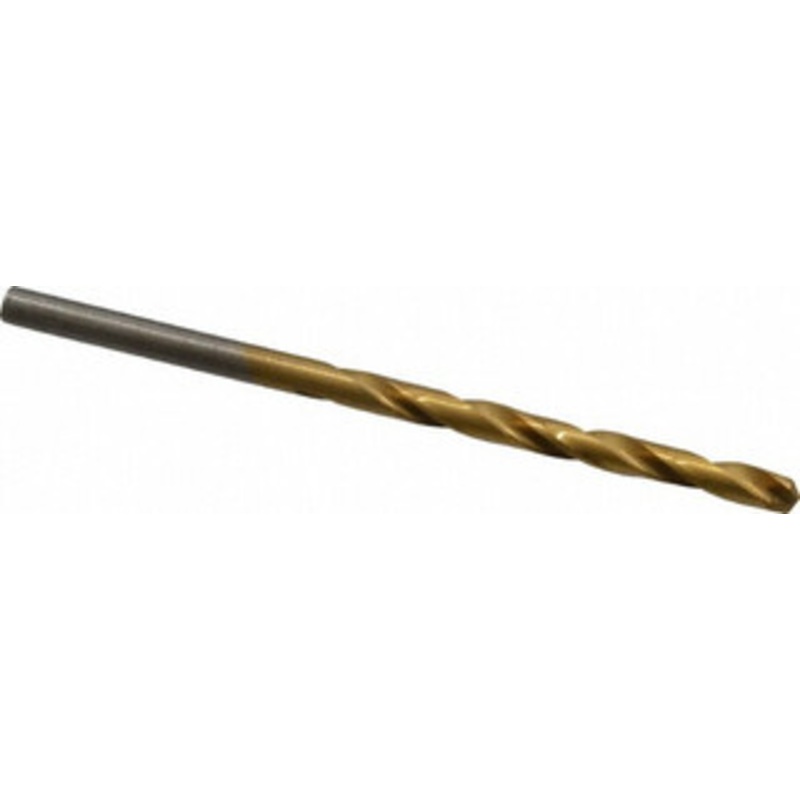 Hertel #27 135 High Speed Steel Jobber Drill TiN Finish, Right Hand Cut, Spiral Flute, Straight Shank, 3 OAL, Split Point 66694266 – 66694266