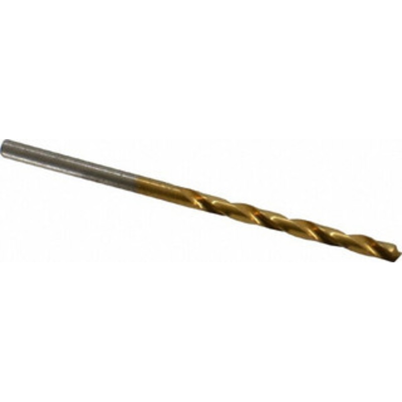Hertel #33 118 High Speed Steel Jobber Drill TiN Finish, Right Hand Cut, Spiral Flute, Straight Shank, 2-5/8 OAL, Standard Point 85707560 – 85707560