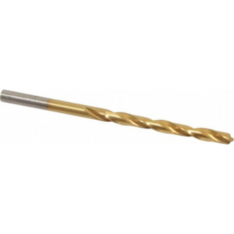 Hertel #14 118 High Speed Steel Jobber Drill TiN Finish, Right Hand Cut, Spiral Flute, Straight Shank, 3-3/8 OAL, Standard Point 85707362 – 85707362