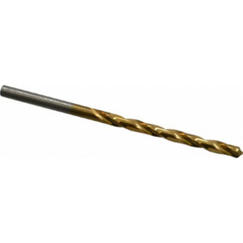 Hertel #23 118 High Speed Steel Jobber Drill TiN Finish, Right Hand Cut, Spiral Flute, Straight Shank, 3-1/8 OAL, Standard Point 85707453 – 85707453