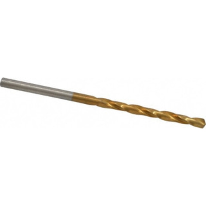 Hertel #30 118 High Speed Steel Jobber Drill TiN Finish, Right Hand Cut, Spiral Flute, Straight Shank, 2-3/4 OAL, Standard Point 85707537 – 85707537