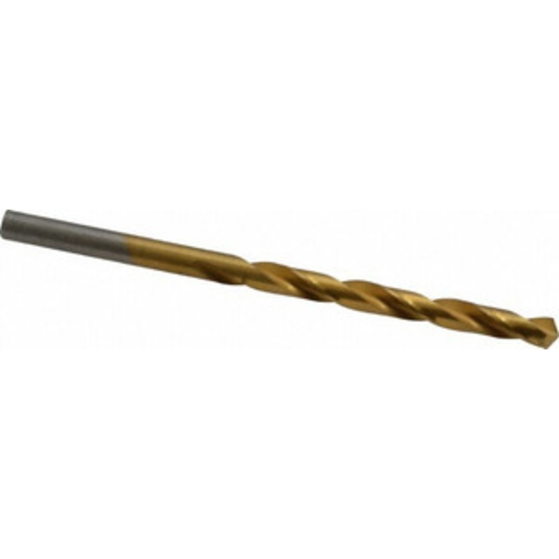 Hertel #6 118 High Speed Steel Jobber Drill TiN Finish, Right Hand Cut, Spiral Flute, Straight Shank, 3-3/4 OAL, Standard Point 85707289 – 85707289