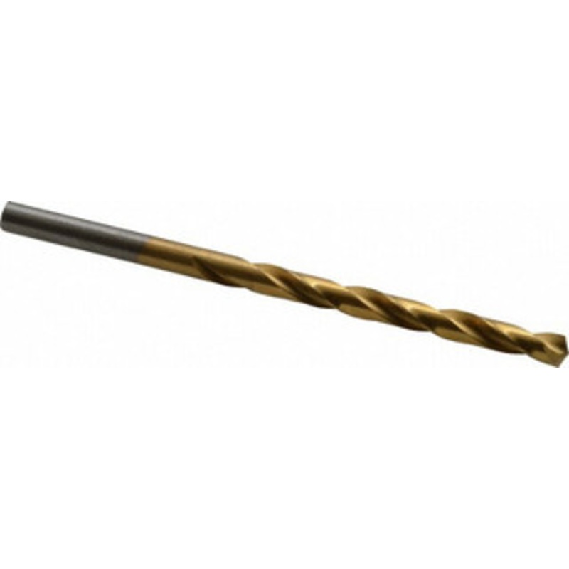 Hertel #5 135 High Speed Steel Jobber Drill TiN Finish, Right Hand Cut, Spiral Flute, Straight Shank, 3-3/4 OAL, Split Point 66694043 – 66694043