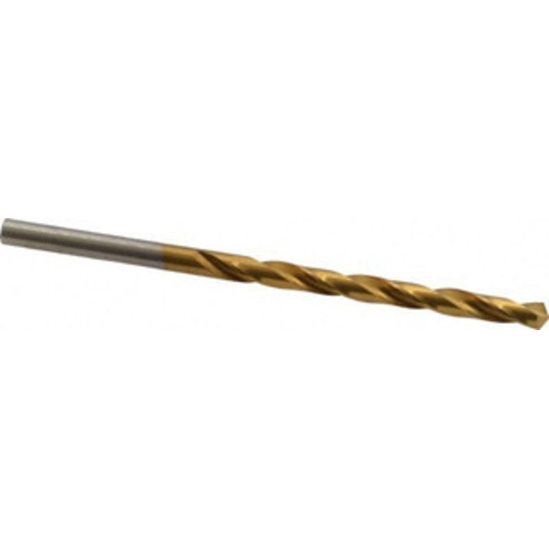 Hertel #21 118 High Speed Steel Jobber Drill TiN Finish, Right Hand Cut, Spiral Flute, Straight Shank, 3-1/4 OAL, Standard Point 85707438 – 85707438