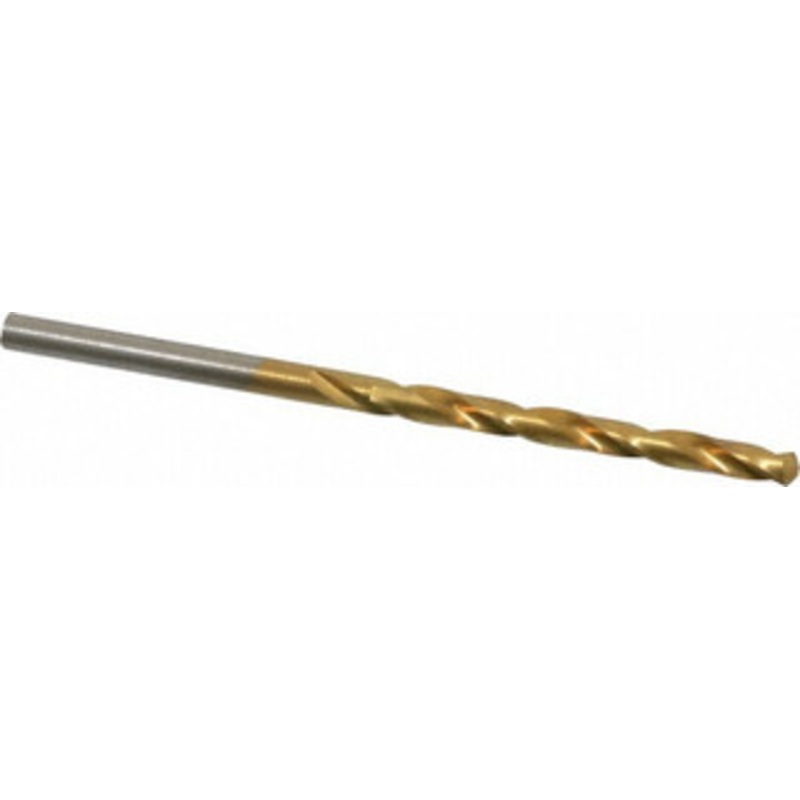 Hertel #27 118 High Speed Steel Jobber Drill TiN Finish, Right Hand Cut, Spiral Flute, Straight Shank, 3 OAL, Standard Point 85707495 – 85707495