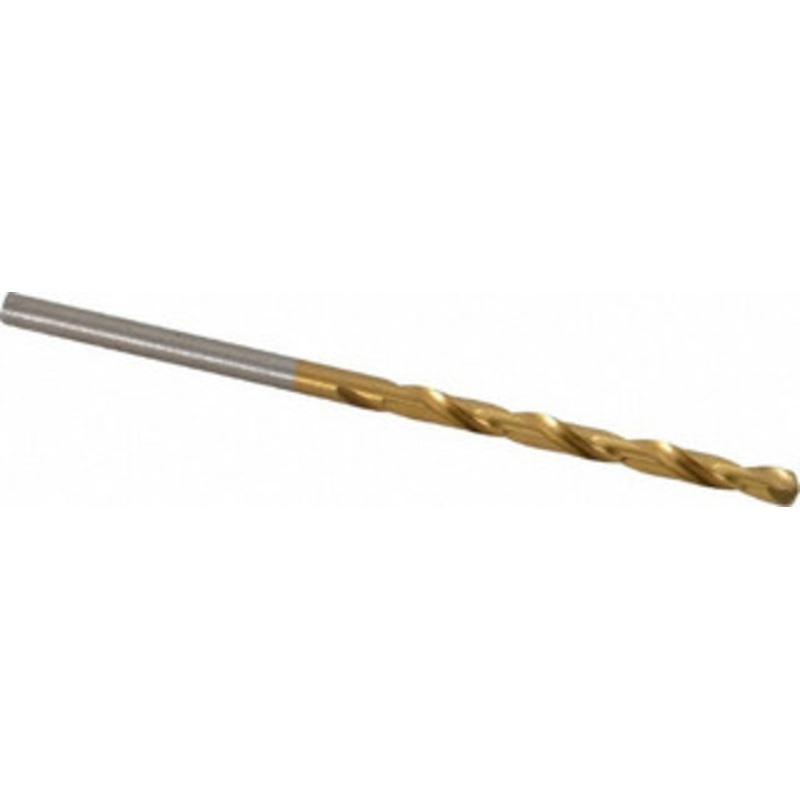 Hertel #34 135 High Speed Steel Jobber Drill TiN Finish, Right Hand Cut, Spiral Flute, Straight Shank, 2-5/8 OAL, Split Point 66694332 – 66694332