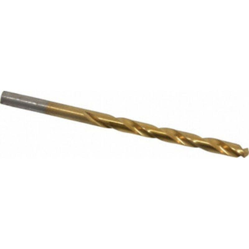 Hertel #4 135 High Speed Steel Jobber Drill TiN Finish, Right Hand Cut, Spiral Flute, Straight Shank, 3-3/4 OAL, Split Point 66694035 – 66694035