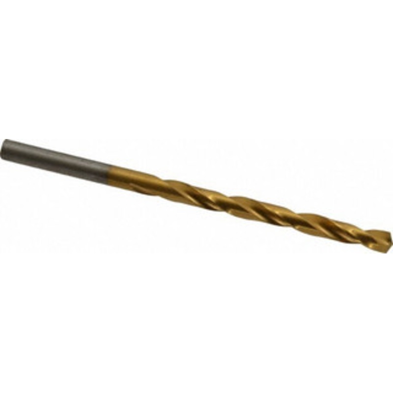 Hertel #14 135 High Speed Steel Jobber Drill TiN Finish, Right Hand Cut, Spiral Flute, Straight Shank, 3-3/8 OAL, Split Point 66694134 – 66694134