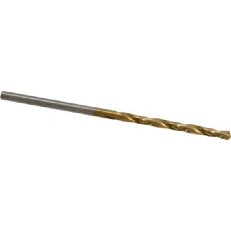 Hertel #43 118 High Speed Steel Jobber Drill TiN Finish, Right Hand Cut, Spiral Flute, Straight Shank, 2-1/4 OAL, Standard Point 85707677 – 85707677