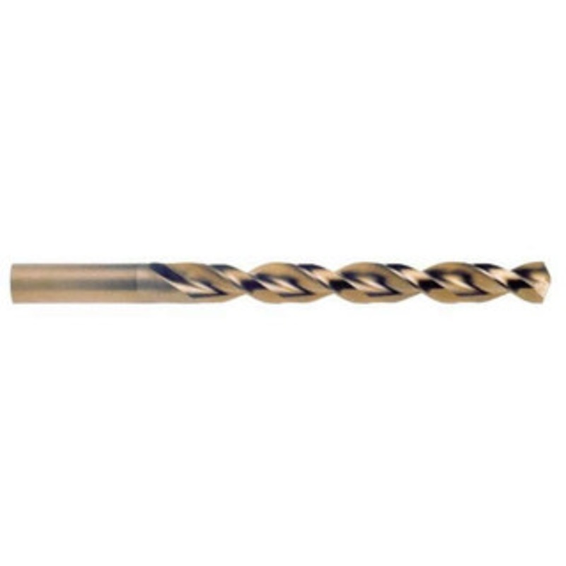 Cleveland Twist Drill #9 135 Cobalt Jobber Drill TiN Finish, Right Hand Cut, Parabolic Flute, Straight Shank, 3-5/8 OAL, Split Point C16620 – 02146660
