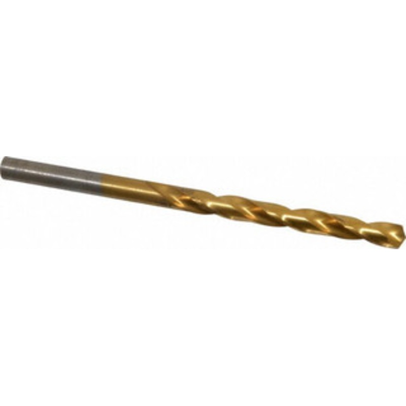 Hertel #1 135 High Speed Steel Jobber Drill TiN Finish, Right Hand Cut, Spiral Flute, Straight Shank, 3-7/8 OAL, Split Point 66694001 – 66694001