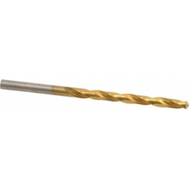 Hertel #12 118 High Speed Steel Jobber Drill TiN Finish, Right Hand Cut, Spiral Flute, Straight Shank, 3-1/2 OAL, Standard Point 85707347 – 85707347