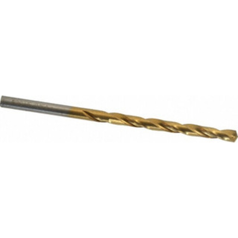 Hertel #20 135 High Speed Steel Jobber Drill TiN Finish, Right Hand Cut, Spiral Flute, Straight Shank, 3-1/4 OAL, Split Point 66694191 – 66694191