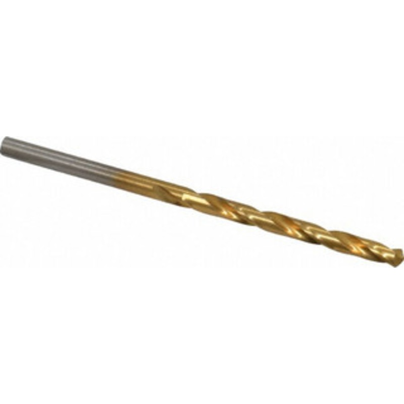 Hertel #28 118 High Speed Steel Jobber Drill TiN Finish, Right Hand Cut, Spiral Flute, Straight Shank, 2-7/8 OAL, Standard Point 85707503 – 85707503