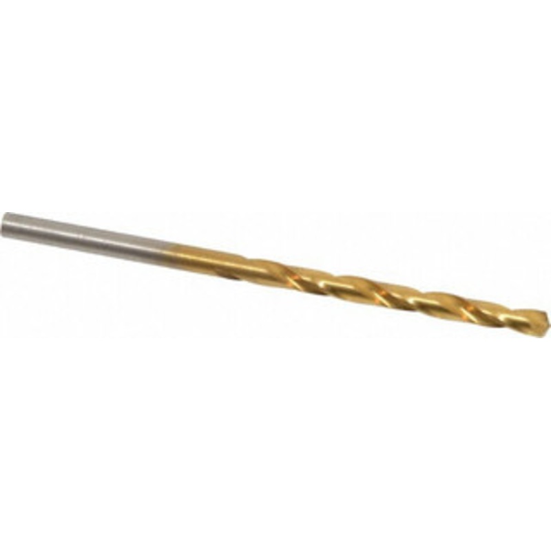 Hertel #24 135 High Speed Steel Jobber Drill TiN Finish, Right Hand Cut, Spiral Flute, Straight Shank, 3-1/8 OAL, Split Point 66694233 – 66694233