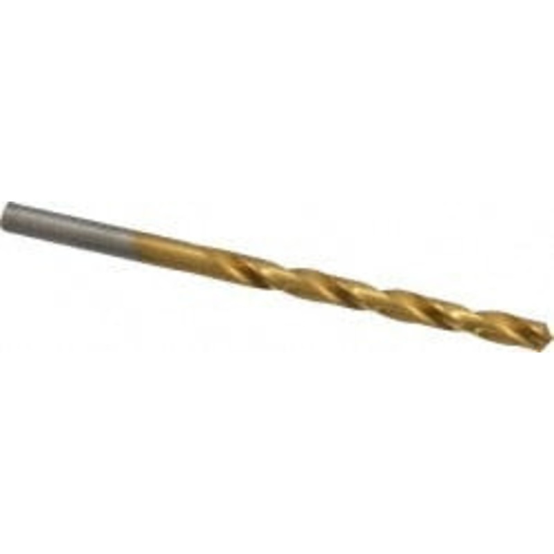 Hertel #7 118 High Speed Steel Jobber Drill TiN Finish, Right Hand Cut, Spiral Flute, Straight Shank, 3-5/8 OAL, Standard Point 85707297 – 85707297