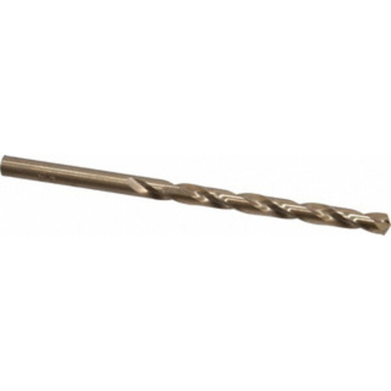 Hertel #8 135 Cobalt Jobber Drill Oxide/Gold Finish, Right Hand Cut, Spiral Flute, Straight Shank, 3-5/8 OAL, Split Point 04138558 – 04138558
