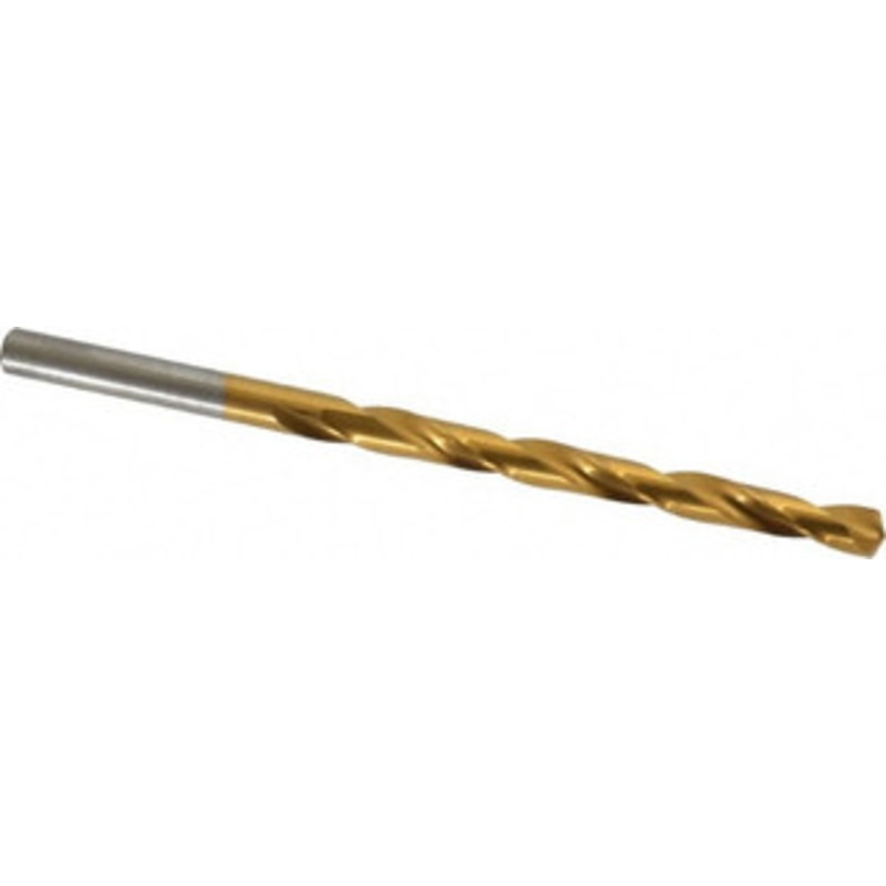 Chicago-Latrobe #10 135 High Speed Steel Jobber Drill TiN Finish, Right Hand Cut, Spiral Flute, Straight Shank, 3-5/8 OAL, Split Point 41680 – 03294675