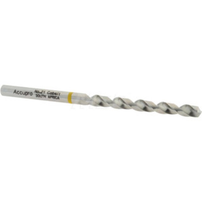 Accupro #21 130 Vanadium High Speed Steel Jobber Drill Bright Finish, Right Hand Cut, Spiral Flute, Straight Shank, 75mm OAL, Split Point 1AQ0404-AC – 02371623