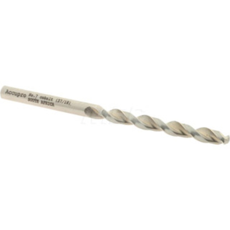 Accupro #7 130 Cobalt Jobber Drill Bright Finish, Right Hand Cut, Parabolic Flute, Straight Shank, 3-3/8 OAL, Split Point 1640511-AC – 05599030