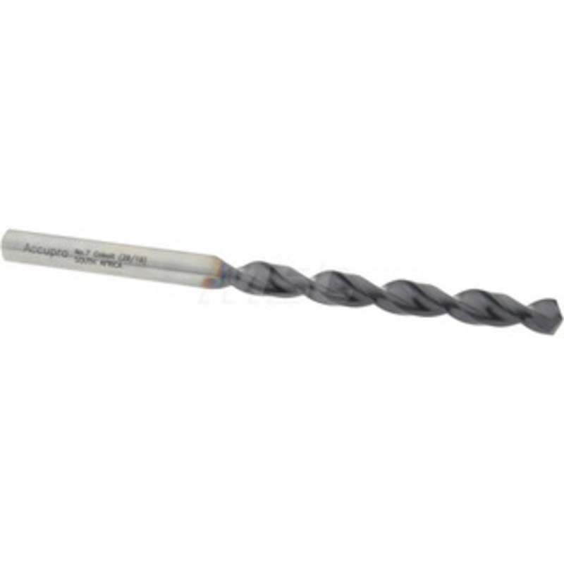 Accupro #7 130 Cobalt Jobber Drill TiAlN Finish, Right Hand Cut, Parabolic Flute, Straight Shank, 3-3/8 OAL, Split Point 1640511A-AC – 05926712