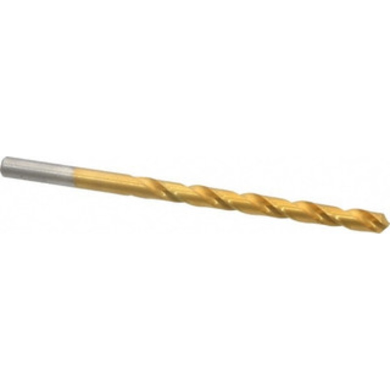 Chicago-Latrobe #4 118 High Speed Steel Jobber Drill TiN Finish, Right Hand Cut, Spiral Flute, Straight Shank, 3-3/4 OAL, Standard Point 70104 – 93094092