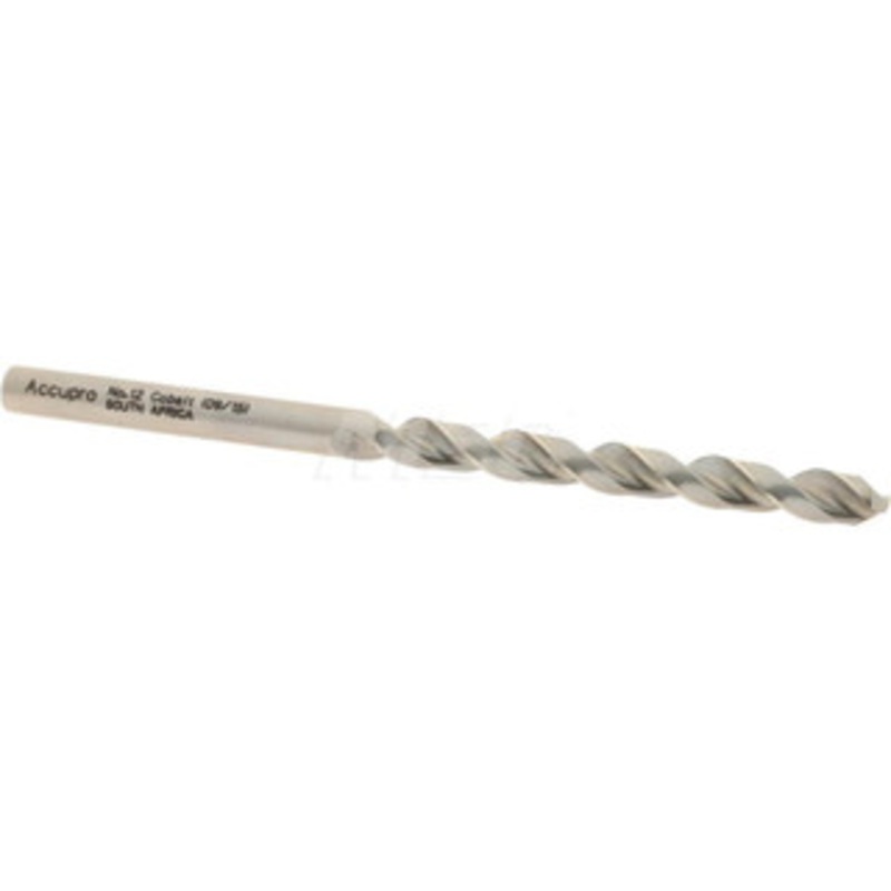 Accupro #12 130 Cobalt Jobber Drill Bright Finish, Right Hand Cut, Parabolic Flute, Straight Shank, 3-3/8 OAL, Split Point 1640479-AC – 05598958