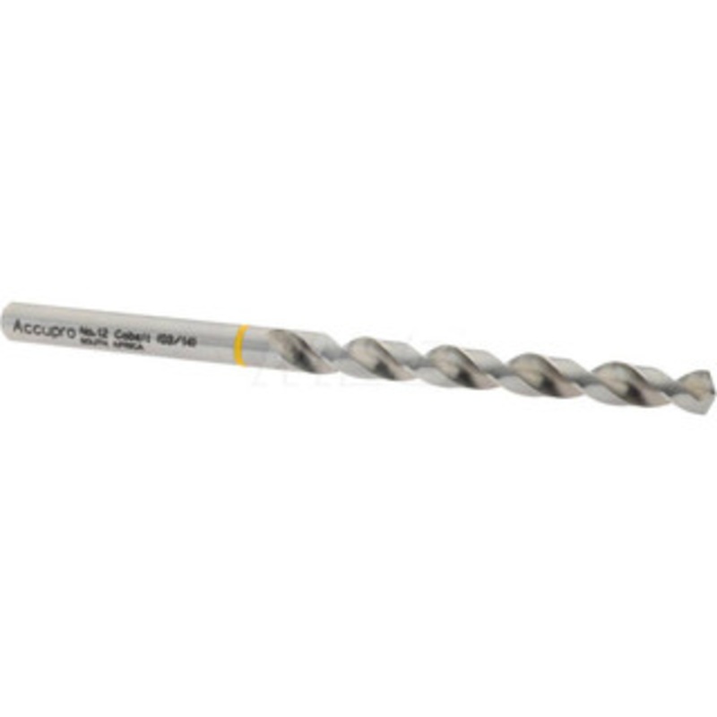 Accupro #12 130 Vanadium High Speed Steel Jobber Drill Bright Finish, Right Hand Cut, Spiral Flute, Straight Shank, 86mm OAL, Split Point 1AQ0479-AC – 02371805