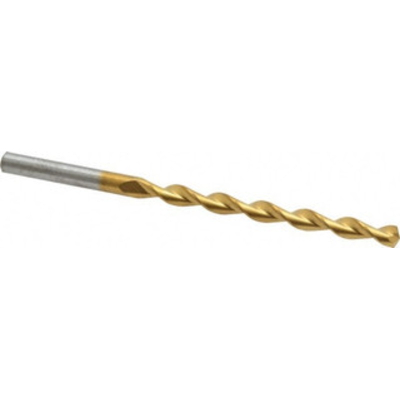 Chicago-Latrobe #10 135 High Speed Steel Jobber Drill TiN Finish, Right Hand Cut, Parabolic Flute, Straight Shank, 3-5/8 OAL, Split Point 53939 – 80906100