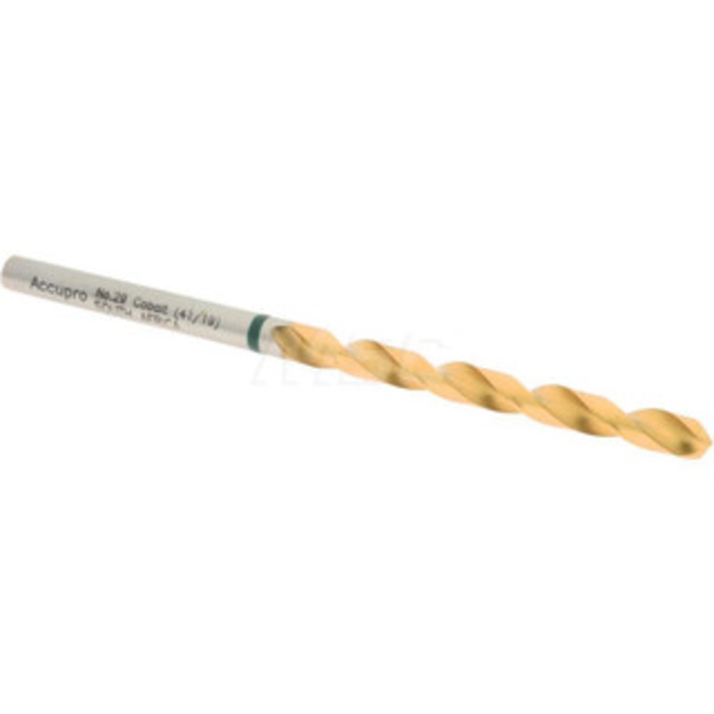 Accupro #29 135 Cobalt Jobber Drill TiN Finish, Right Hand Cut, Spiral Flute, Straight Shank, 70mm OAL, Split Point 1G70345-AC – 02374718