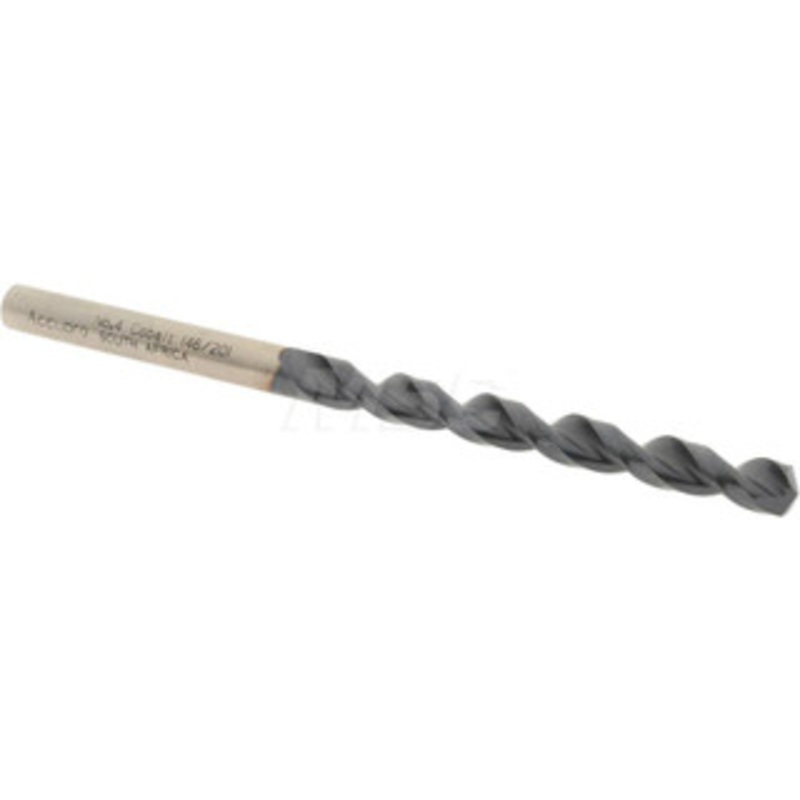 Accupro #4 130 Cobalt Jobber Drill TiAlN Finish, Right Hand Cut, Parabolic Flute, Straight Shank, 3-21/32 OAL, Split Point 1640532A-AC – 05926761