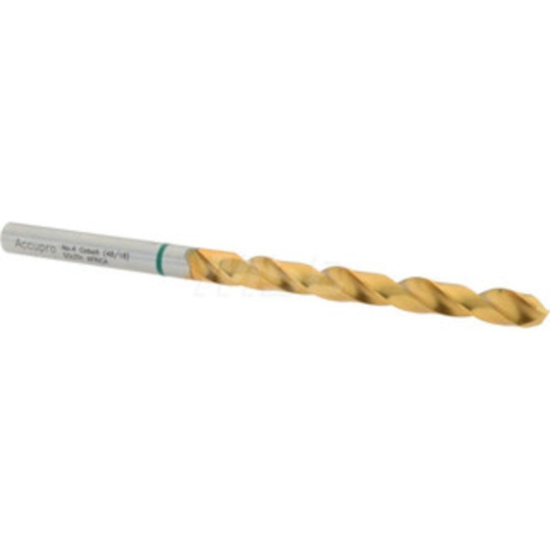 Accupro #4 135 Cobalt Jobber Drill TiN Finish, Right Hand Cut, Spiral Flute, Straight Shank, 93mm OAL, Split Point 1G70532-AC – 02375202