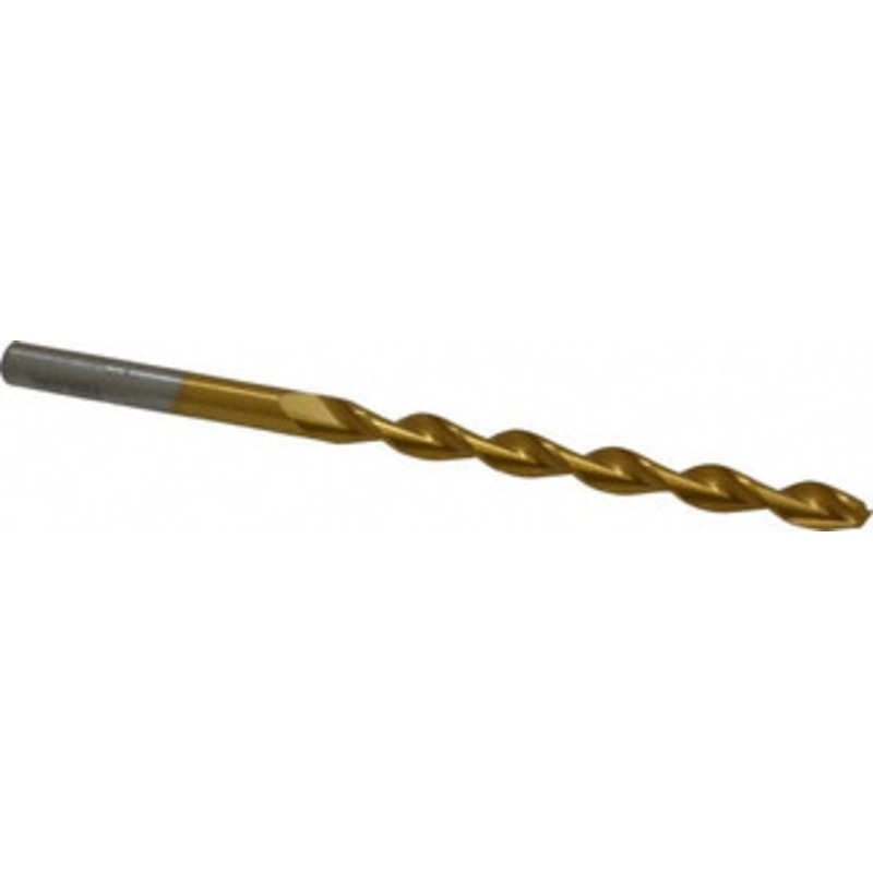 Chicago-Latrobe #13 135 High Speed Steel Jobber Drill TiN Finish, Right Hand Cut, Parabolic Flute, Straight Shank, 3-1/2 OAL, Split Point 53942 – 80906134