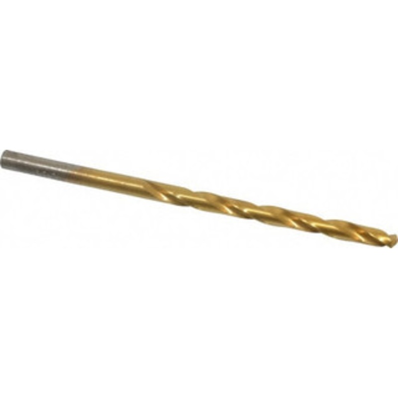 Chicago-Latrobe #27 135 High Speed Steel Jobber Drill TiN Finish, Right Hand Cut, Spiral Flute, Straight Shank, 3 OAL, Split Point 41697 – 03294840