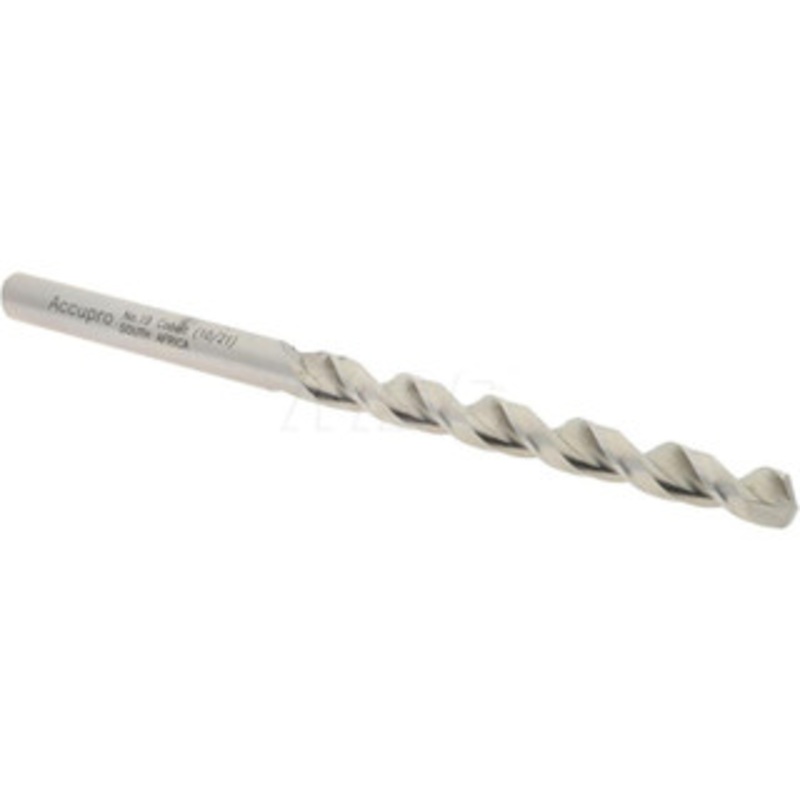 Accupro #19 130 Cobalt Jobber Drill Bright Finish, Right Hand Cut, Parabolic Flute, Straight Shank, 2-15/16 OAL, Split Point 1640422-AC – 05598818