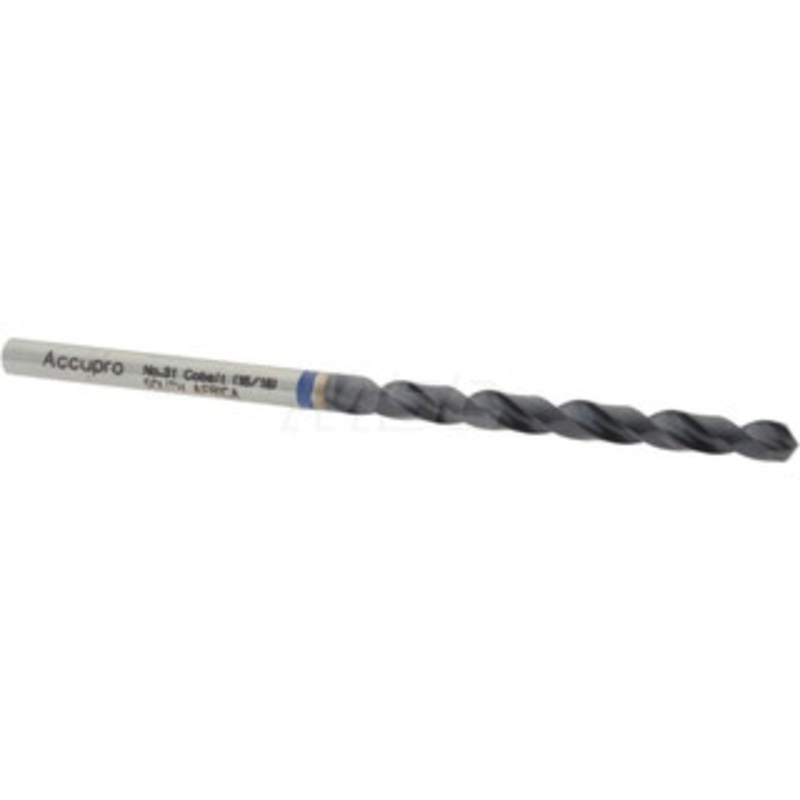 Accupro #31 120 Cobalt Jobber Drill TiAlN Finish, Right Hand Cut, Spiral Flute, Straight Shank, 65mm OAL, Split Point 1BB0305-AC – 05492053