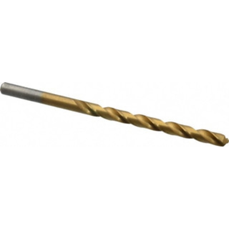 Chicago-Latrobe #7 118 High Speed Steel Jobber Drill TiN Finish, Right Hand Cut, Spiral Flute, Straight Shank, 3-5/8 OAL, Standard Point 70107 – 93094126
