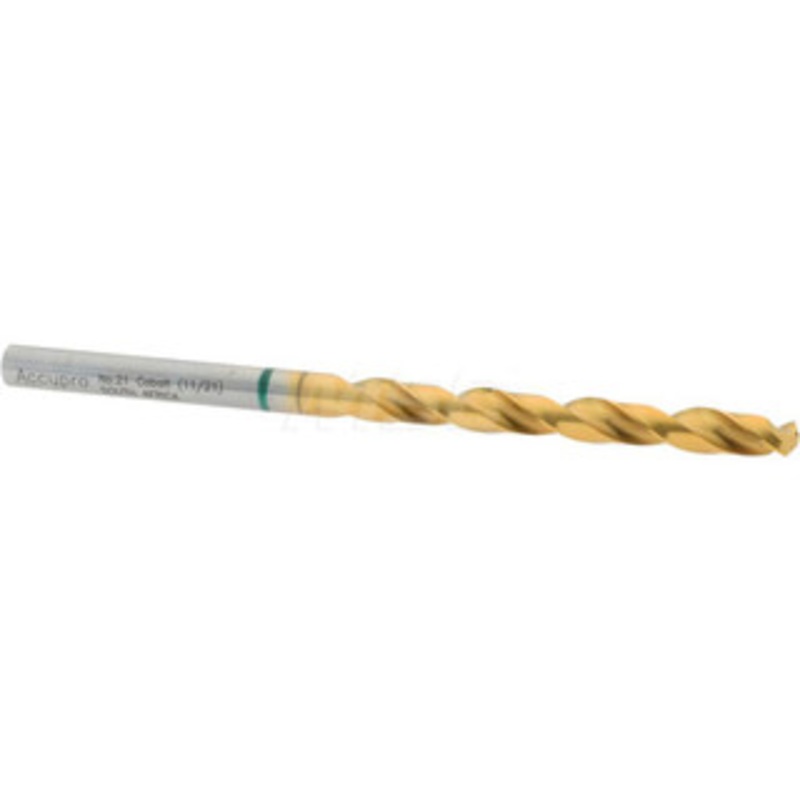 Accupro #21 135 Cobalt Jobber Drill TiN Finish, Right Hand Cut, Spiral Flute, Straight Shank, 75mm OAL, Split Point 1G70404-AC – 02374874