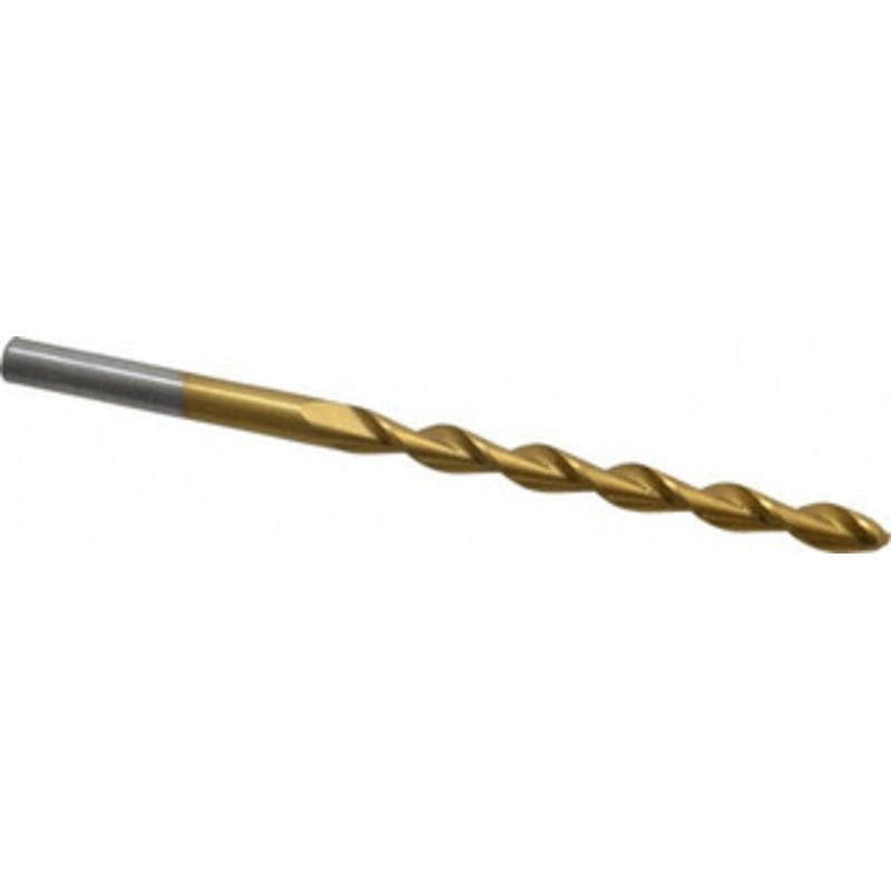 Chicago-Latrobe #12 135 High Speed Steel Jobber Drill TiN Finish, Right Hand Cut, Parabolic Flute, Straight Shank, 3-1/2 OAL, Split Point 53941 – 80906126