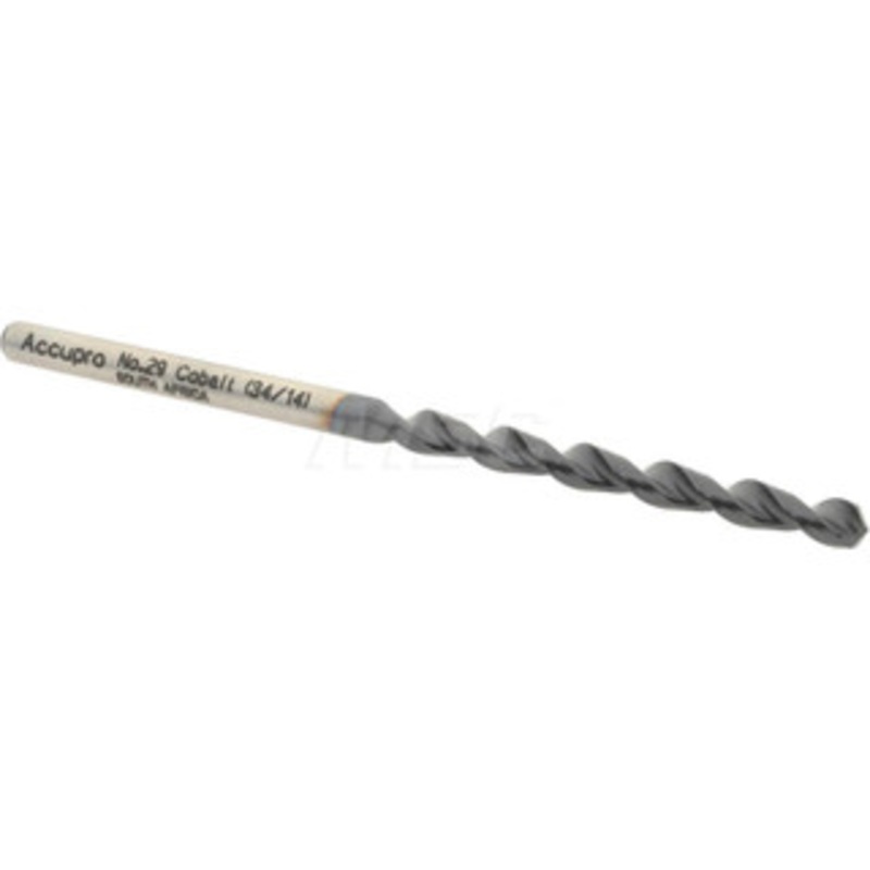Accupro #29 130 Cobalt Jobber Drill TiAlN Finish, Right Hand Cut, Parabolic Flute, Straight Shank, 2-3/4 OAL, Split Point 1640345A-AC – 05926316