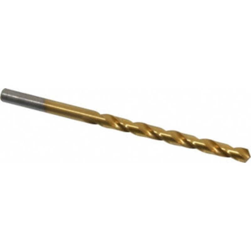 Chicago-Latrobe #5 118 High Speed Steel Jobber Drill TiN Finish, Right Hand Cut, Spiral Flute, Straight Shank, 3-3/4 OAL, Standard Point 70105 – 93094100