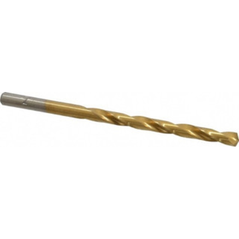Chicago-Latrobe #7 135 High Speed Steel Jobber Drill TiN Finish, Right Hand Cut, Spiral Flute, Straight Shank, 3-5/8 OAL, Split Point 41677 – 03294642