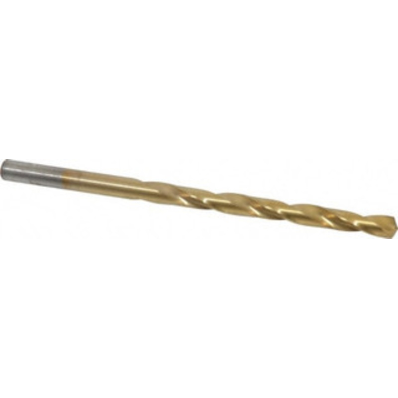 Chicago-Latrobe #8 135 High Speed Steel Jobber Drill TiN Finish, Right Hand Cut, Spiral Flute, Straight Shank, 3-5/8 OAL, Split Point 41678 – 03294659