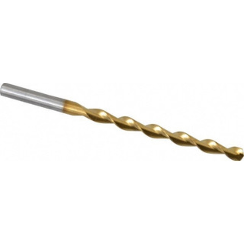 Chicago-Latrobe #7 135 High Speed Steel Jobber Drill TiN Finish, Right Hand Cut, Parabolic Flute, Straight Shank, 3-5/8 OAL, Split Point 53936 – 80906076