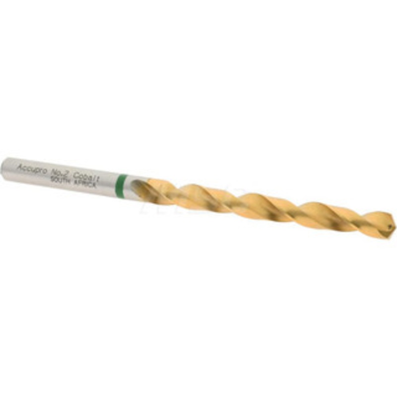 Accupro #2 130 Cobalt Jobber Drill TiN Finish, Right Hand Cut, Spiral Flute, Straight Shank, 93mm OAL, Split Point 1G70561-AC – 02375269