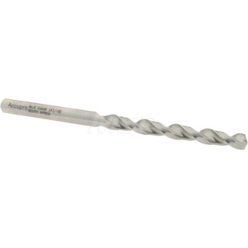 Accupro #8 130 Cobalt Jobber Drill Bright Finish, Right Hand Cut, Parabolic Flute, Straight Shank, 3-3/8 OAL, Split Point 1640506-AC – 05599014