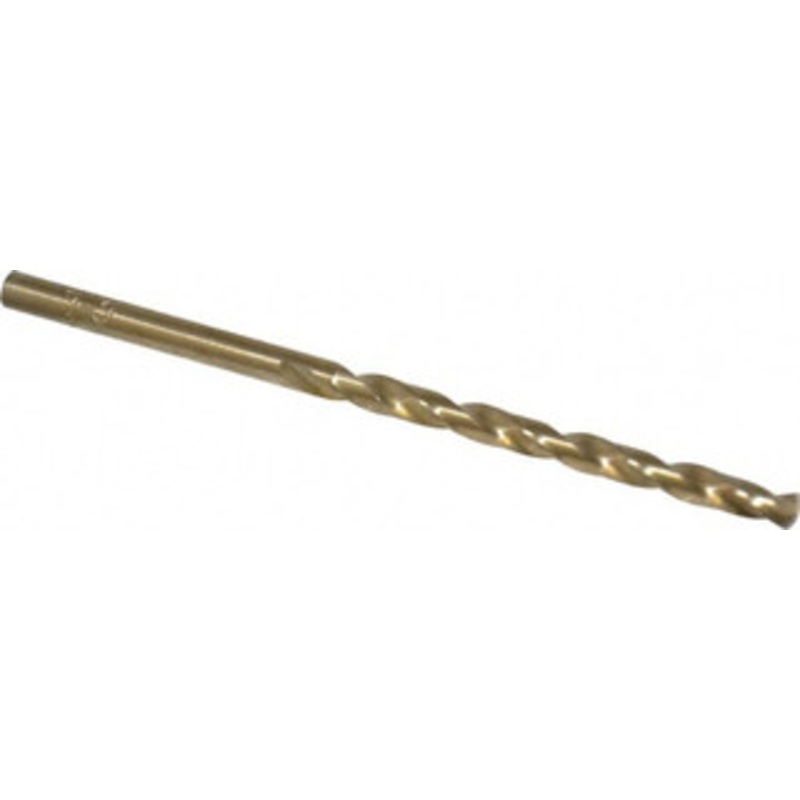 Chicago-Latrobe #27 135 Cobalt Jobber Drill Oxide/Gold Finish, Right Hand Cut, Spiral Flute, Straight Shank, 3 OAL, Split Point 46697 – 81192270